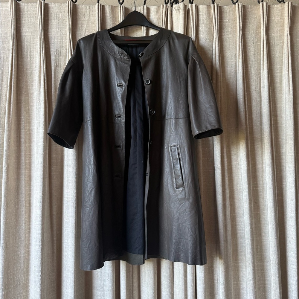 “Comptoir Des Cotonniers” Brown Soft Lamb Leather Coat. Size S